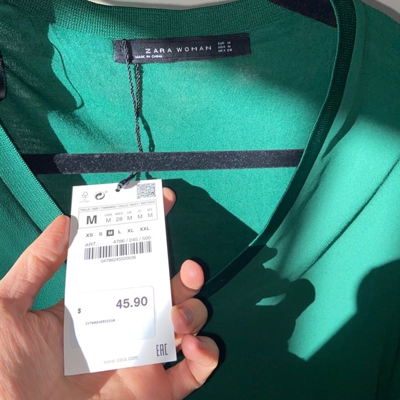 NWT Zara lined green blouse - Picture 4 of 8